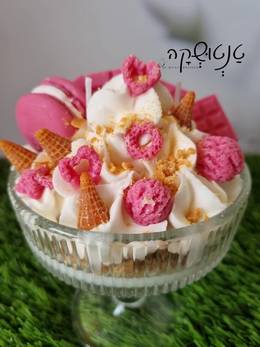 🍓 נר קינוח וופל בלגי ותות